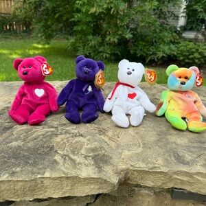 Ty Plush Bear Collection - Red, Purple, White, Multicolor